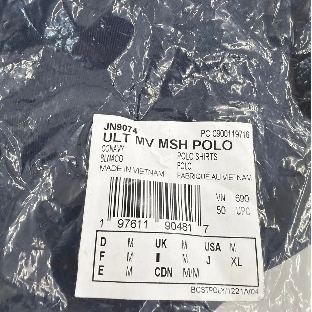 Adidas Collegiate Navy Ultimate365 Printed Mesh Polo Shirt Size M